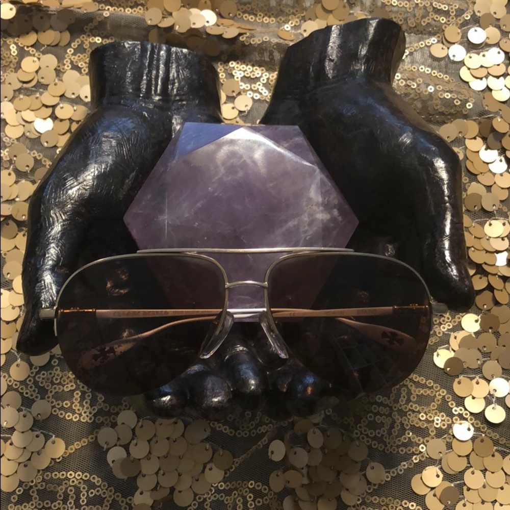 Chrome Hearts Stains Gold plated white frames